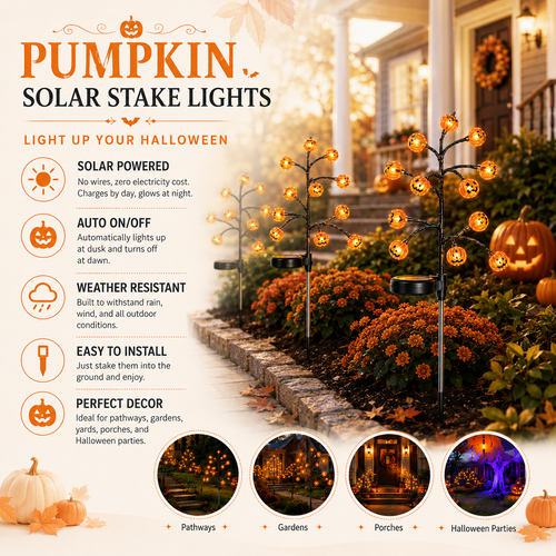 🎃 Solar Pumpkin Lights Light Up Your Halloween Yard 👻