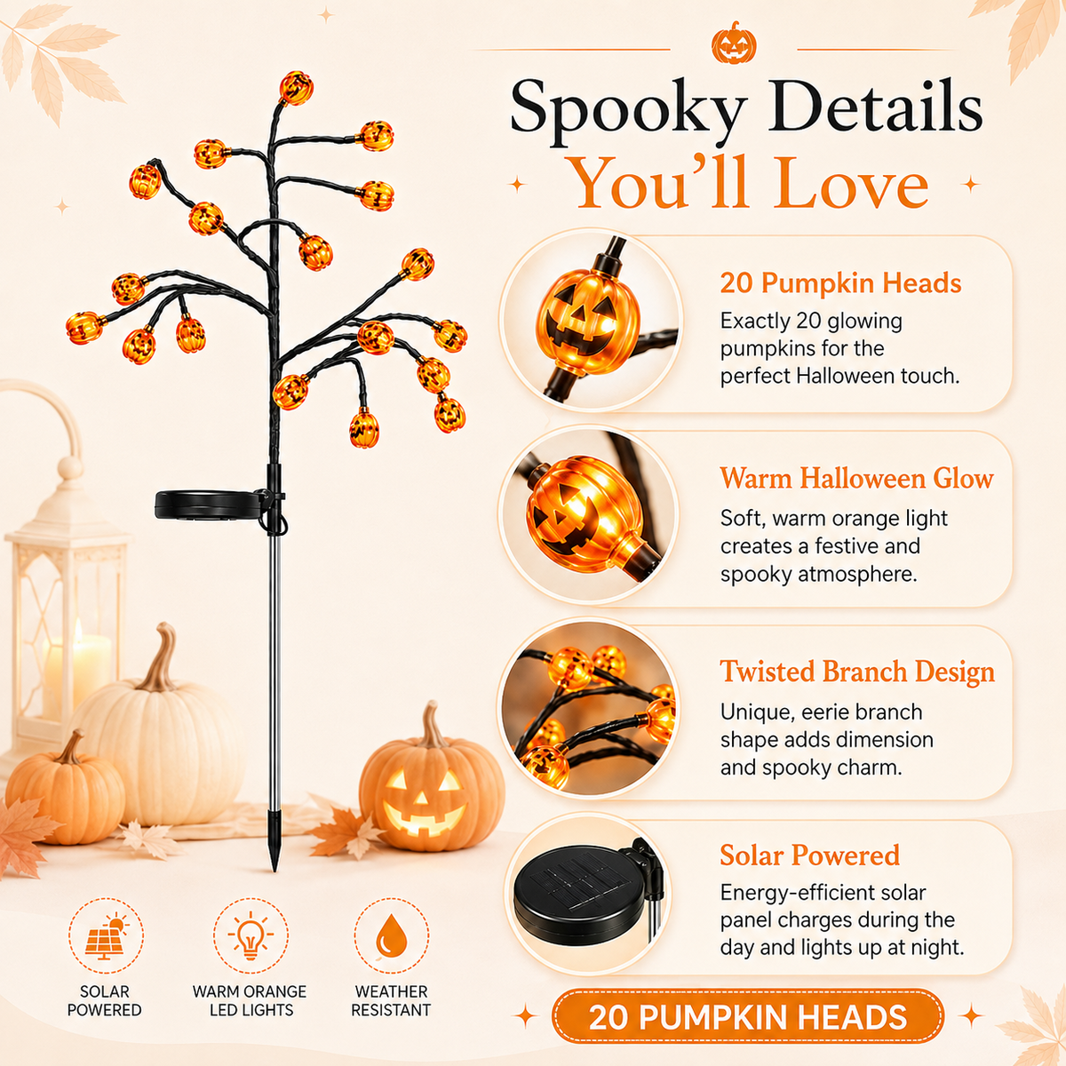 🎃 Solar Pumpkin Lights Light Up Your Halloween Yard 👻