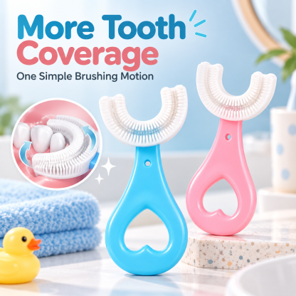 🦷 Kids 360° U-Shaped Toothbrush – Soft Silicone for Easy & Gentle Brushing ✨