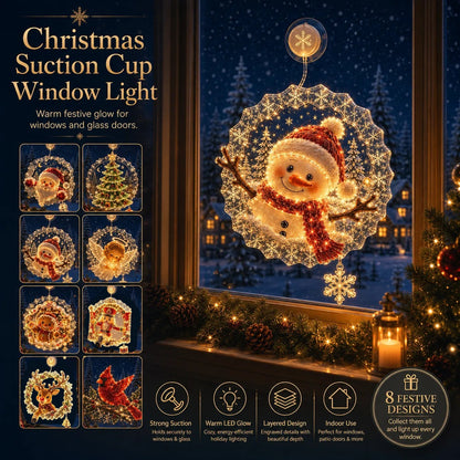 🎄Lighted Christmas Window Decoration with Suction Cup– 8 Warm LED Festive Designs✨