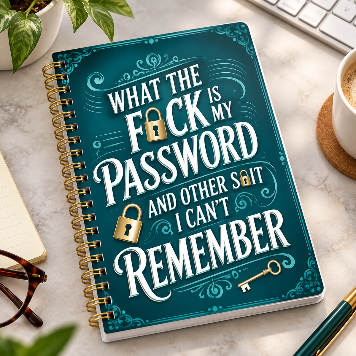 📒🔐 Funny Password Keeper Notebook – Spiral-Bound Password Organizer with Hilarious Security Quotes | Easy Password Tracking ✍️
