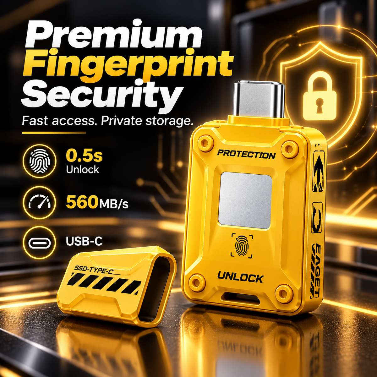 🔐 EAGET FU80 Fingerprint Encrypted SSD – High-Speed USB-C Flash Drive for Secure Data Storage