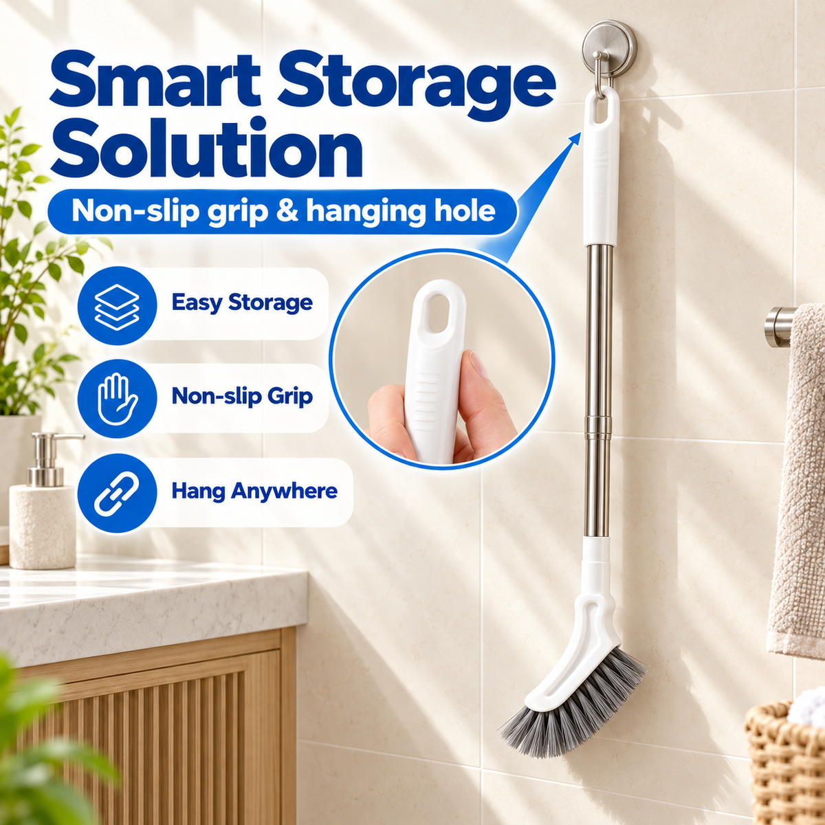 🧹 Adjustable Telescopic Crevice Cleaning Brush – Stainless Steel Long Handle