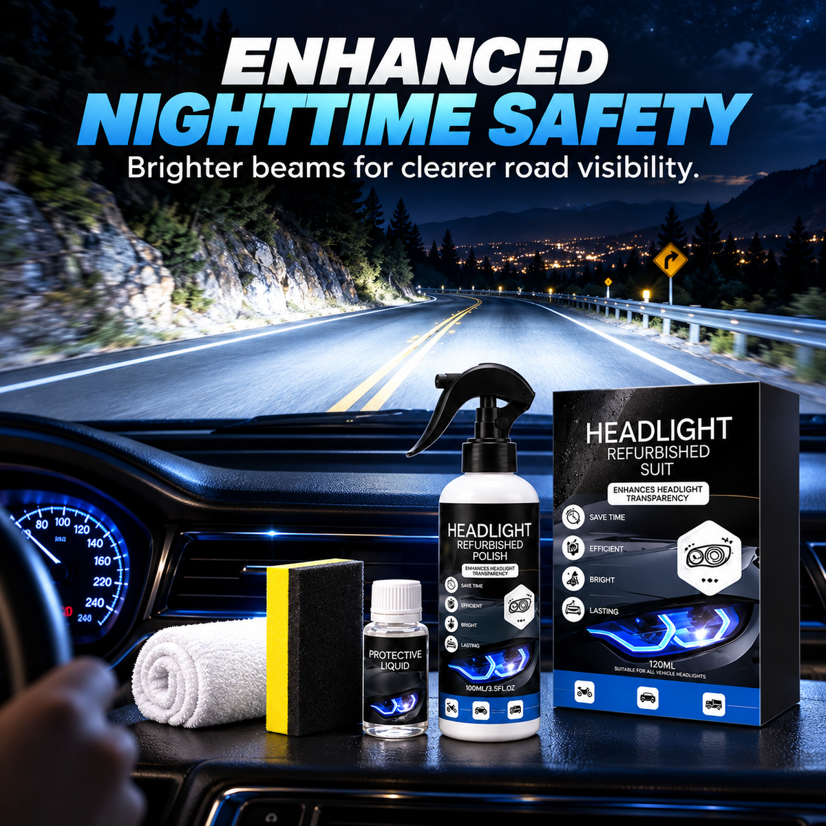 💡 Crystal Coating Headlight Restoration Fluid – Restore Clarity & Shine to Cloudy, Yellowed Headlights