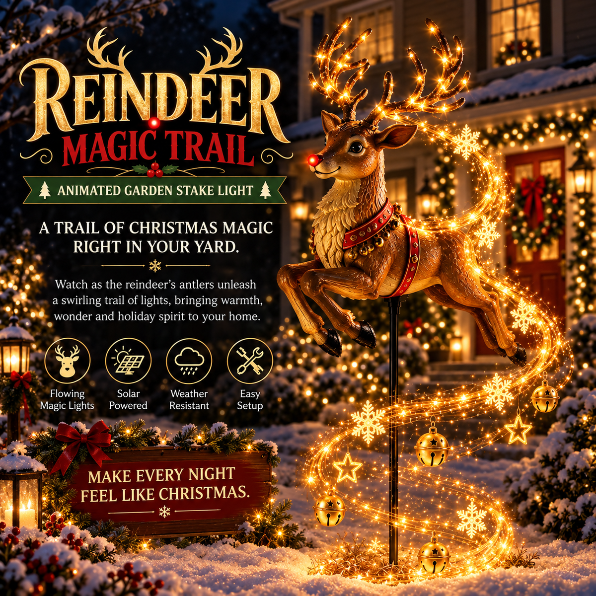 🔔🎄 Festive From Every Angle ✨– Magical Christmas Cascade Solar Garden Light🎄🎁