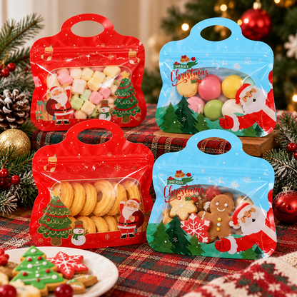 🎄 Christmas Self-Seal Treat Bags – Santa & Snowman Gift Bags for Cookies, Candy & Small Gifts