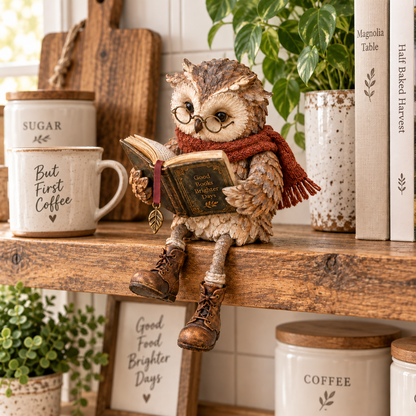 🦉 Reading Owl Figurine – Cozy Book Lover Shelf Decor & Thoughtful Gift