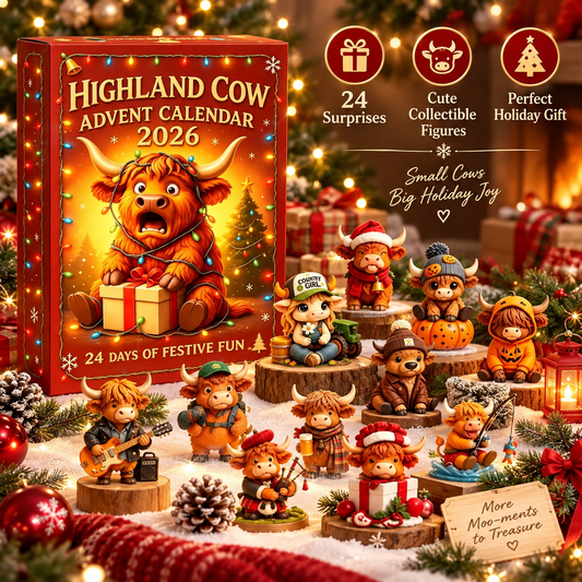 🐮🎄 Highland Cow Advent Calendar 2026 – 24-Day Collectible Figurine Countdown