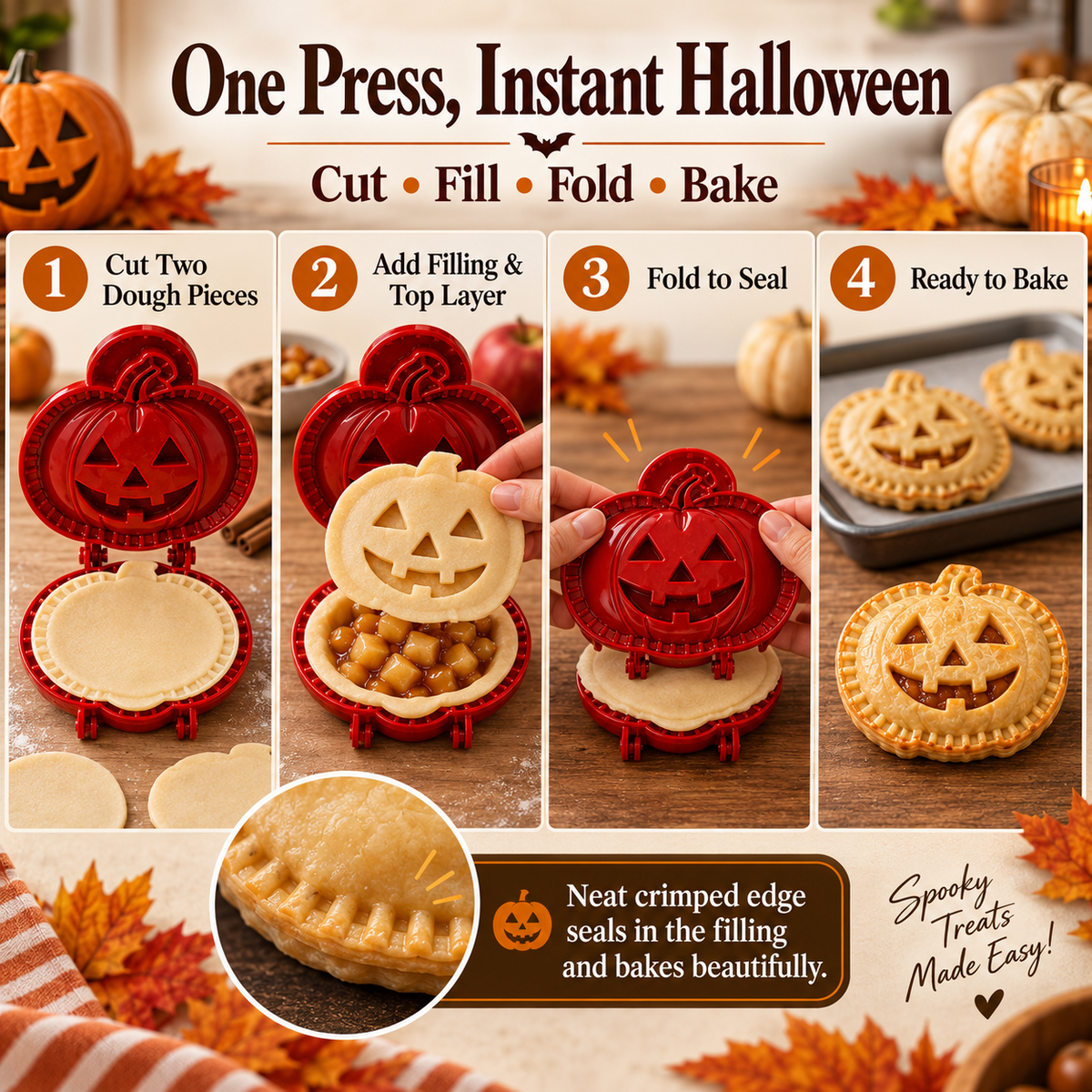 🎃 8-Piece Halloween Mini Hand Pie Mold Set