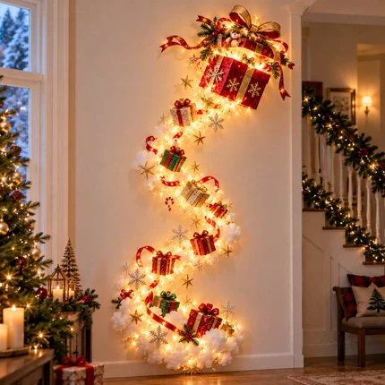 🎄 Christmas Magic Trail Wall Light – Festive LED Hanging Decor