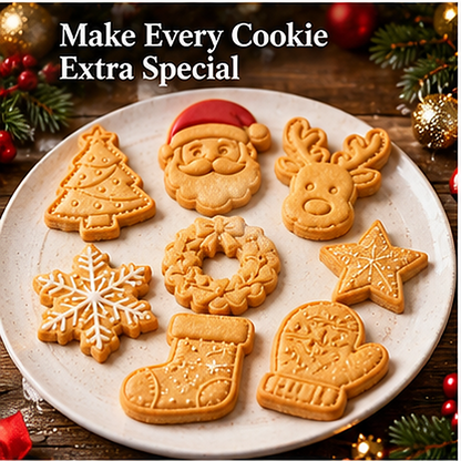 🎄 Christmas Cookie Molds – 8 Festive Press & Bake Designs