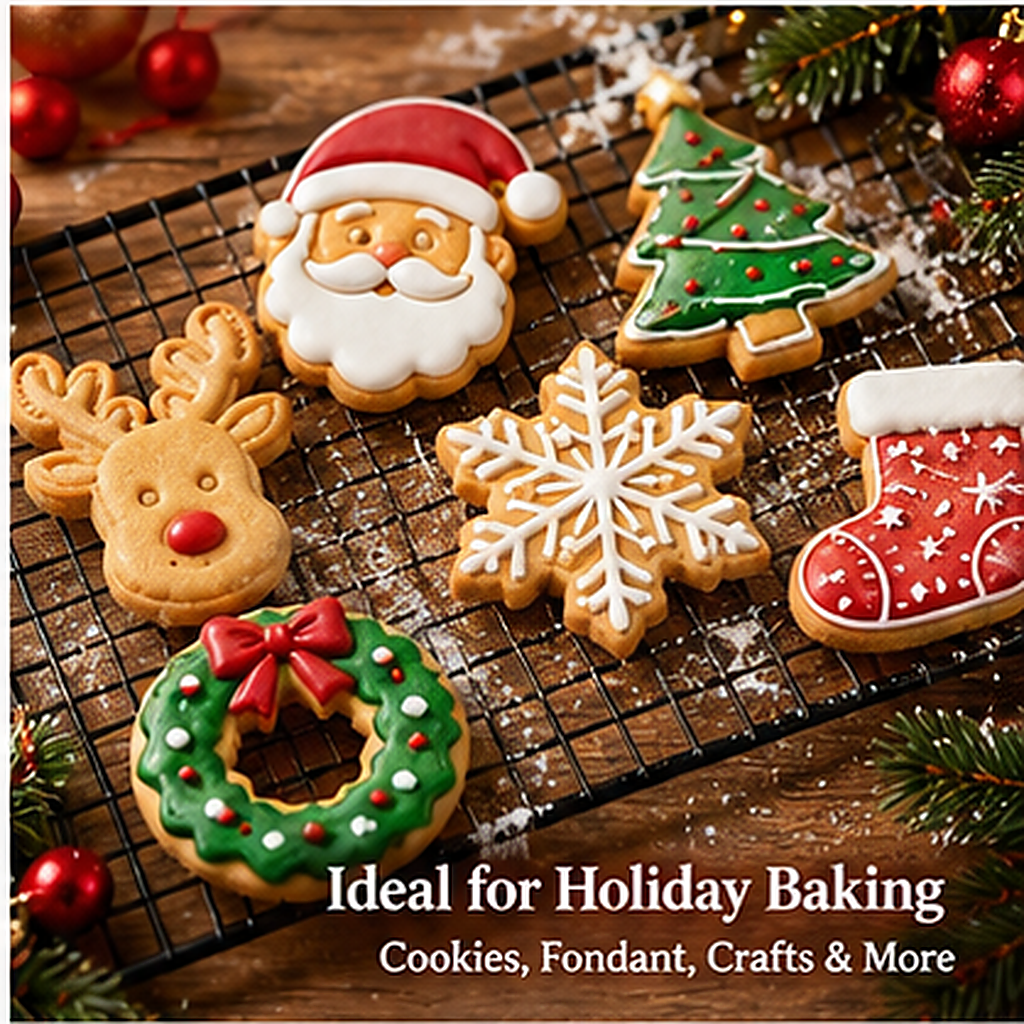 🎄 Christmas Cookie Molds – 8 Festive Press & Bake Designs