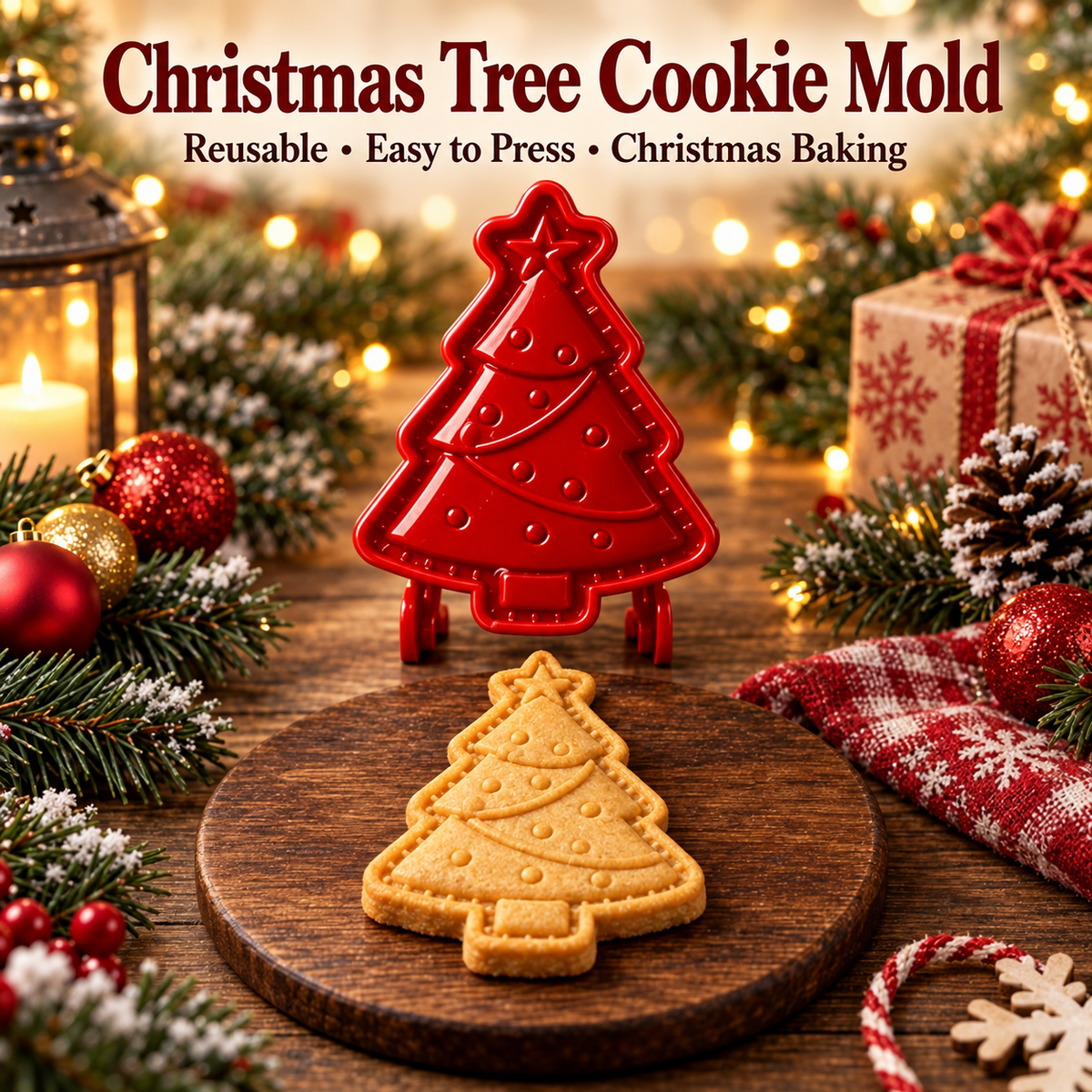🎄 Christmas Cookie Molds – 8 Festive Press & Bake Designs
