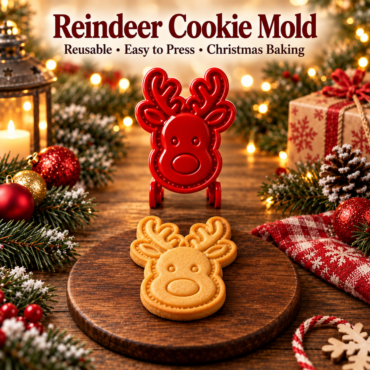 🎄 Christmas Cookie Molds – 8 Festive Press & Bake Designs