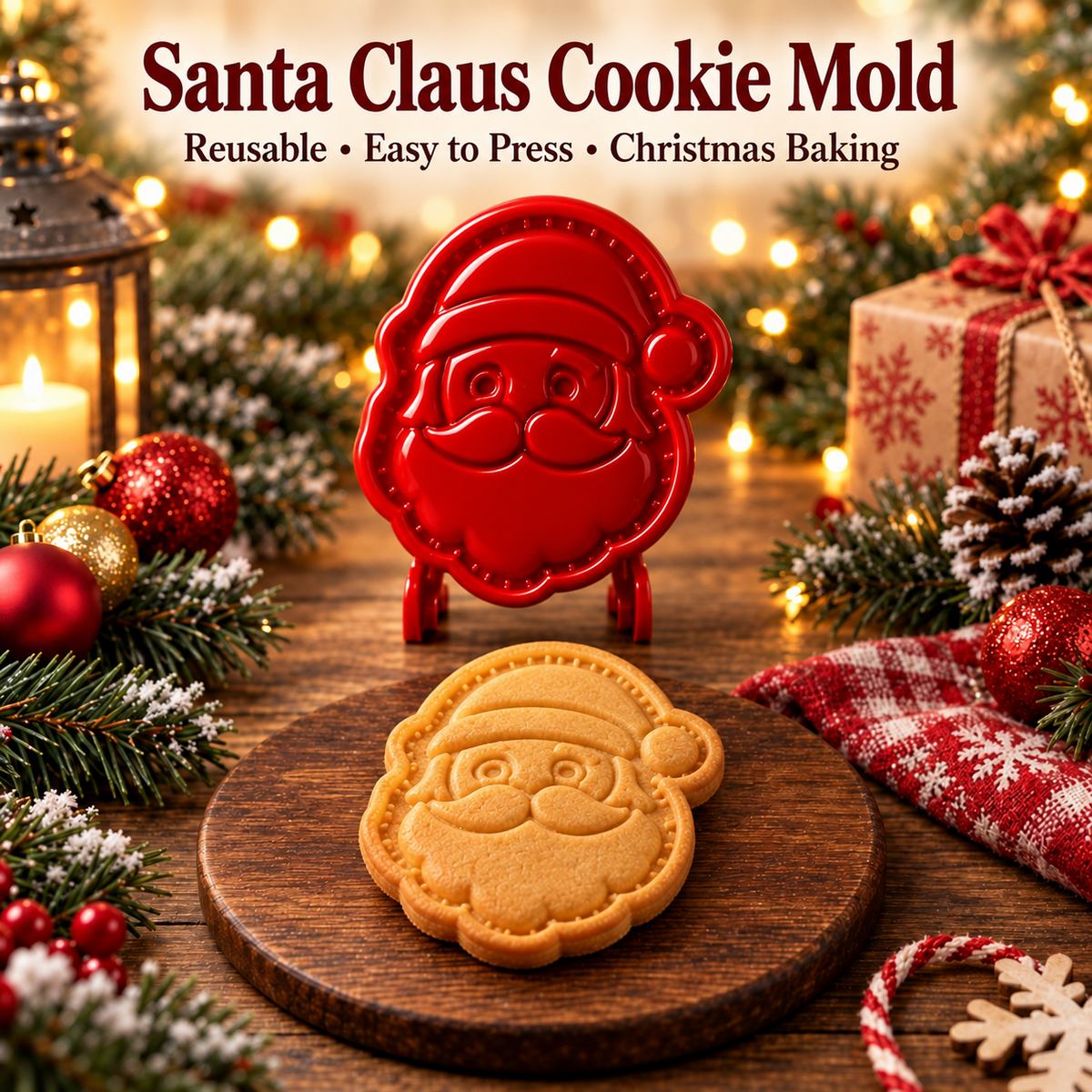 🎄 Christmas Cookie Molds – 8 Festive Press & Bake Designs
