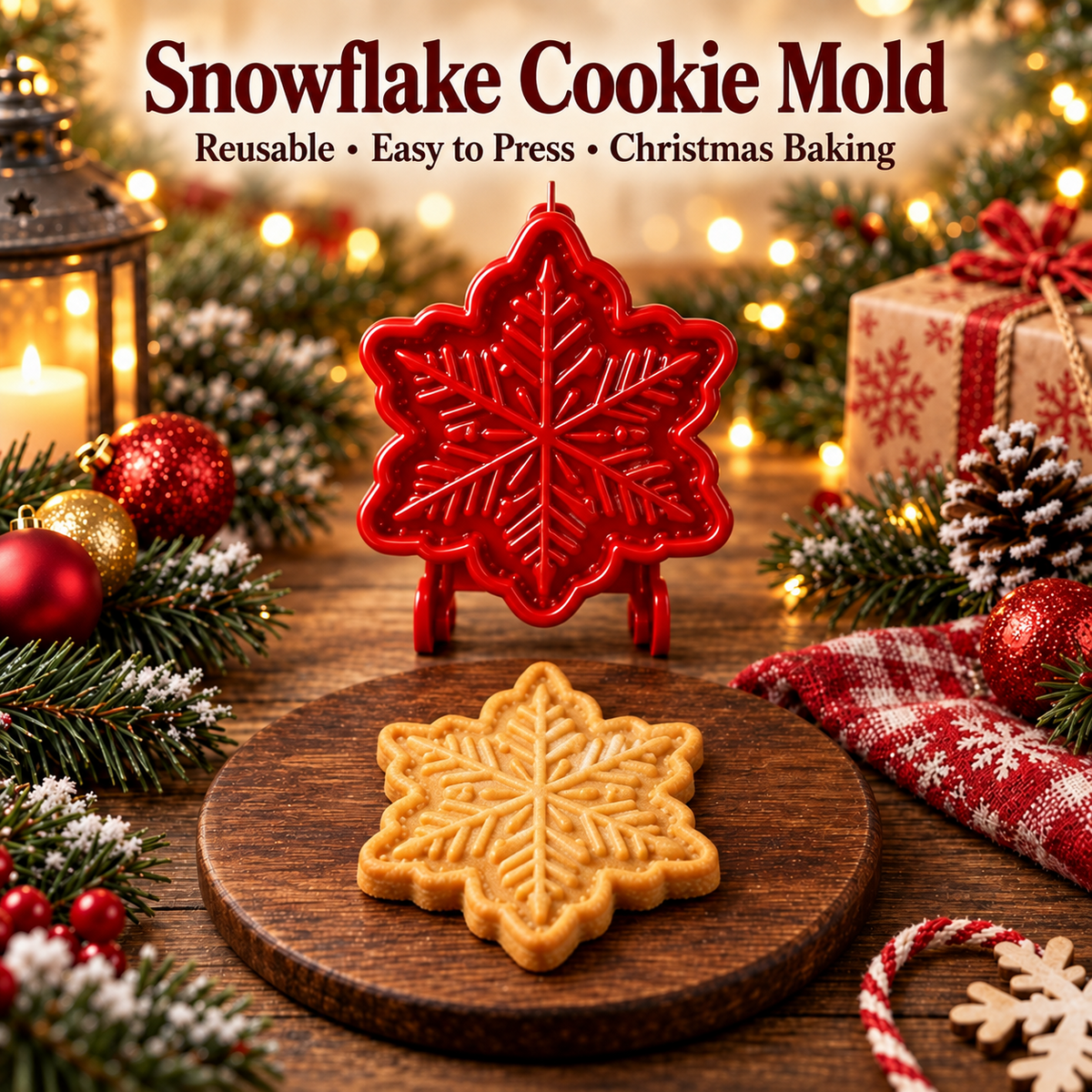 🎄 Christmas Cookie Molds – 8 Festive Press & Bake Designs
