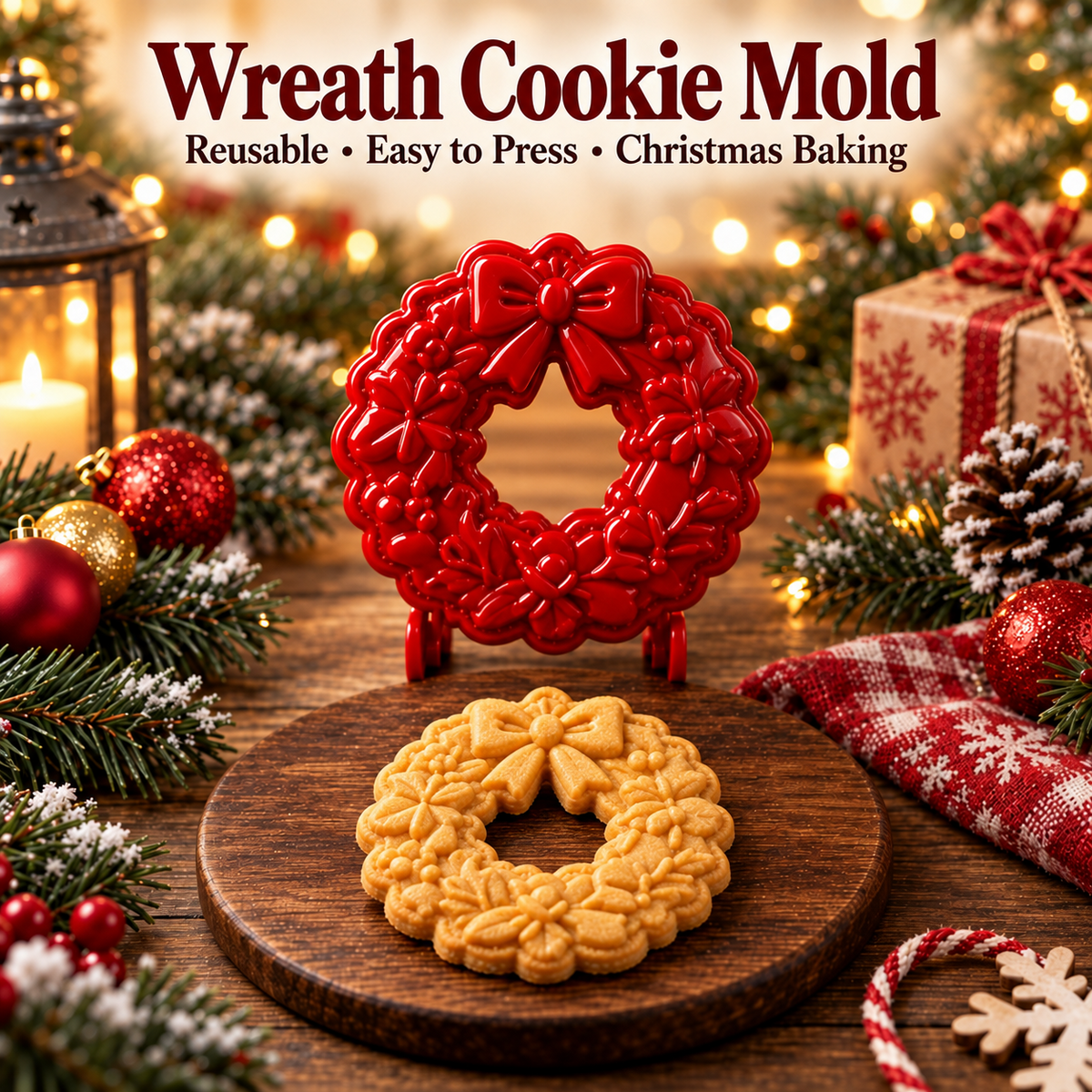🎄 Christmas Cookie Molds – 8 Festive Press & Bake Designs