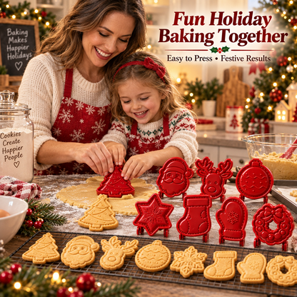 🎄 Christmas Cookie Molds – 8 Festive Press & Bake Designs