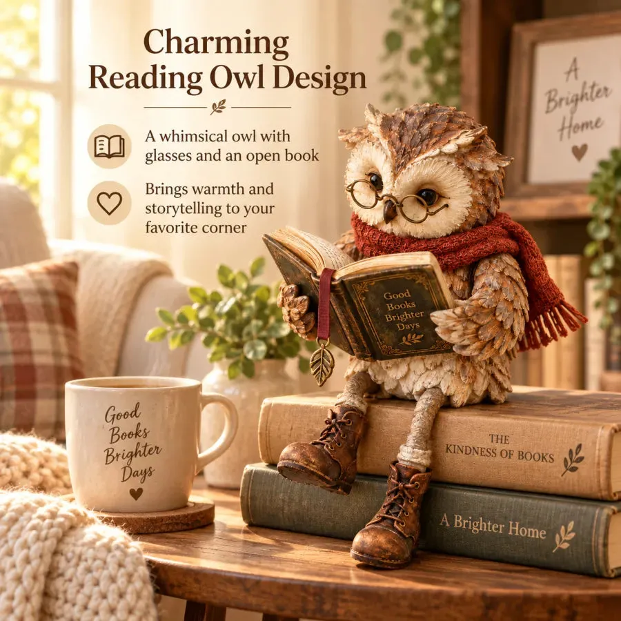 🦉 Reading Owl Figurine – Cozy Book Lover Shelf Decor & Thoughtful Gift