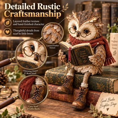 🦉 Reading Owl Figurine – Cozy Book Lover Shelf Decor & Thoughtful Gift