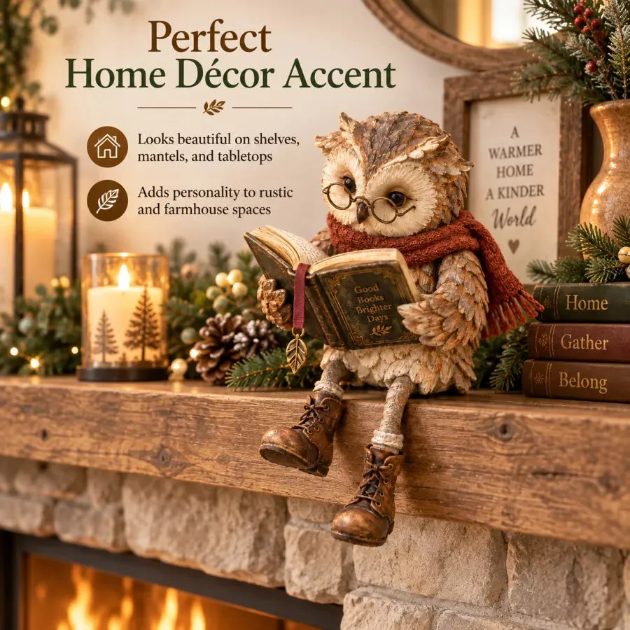 🦉 Reading Owl Figurine – Cozy Book Lover Shelf Decor & Thoughtful Gift
