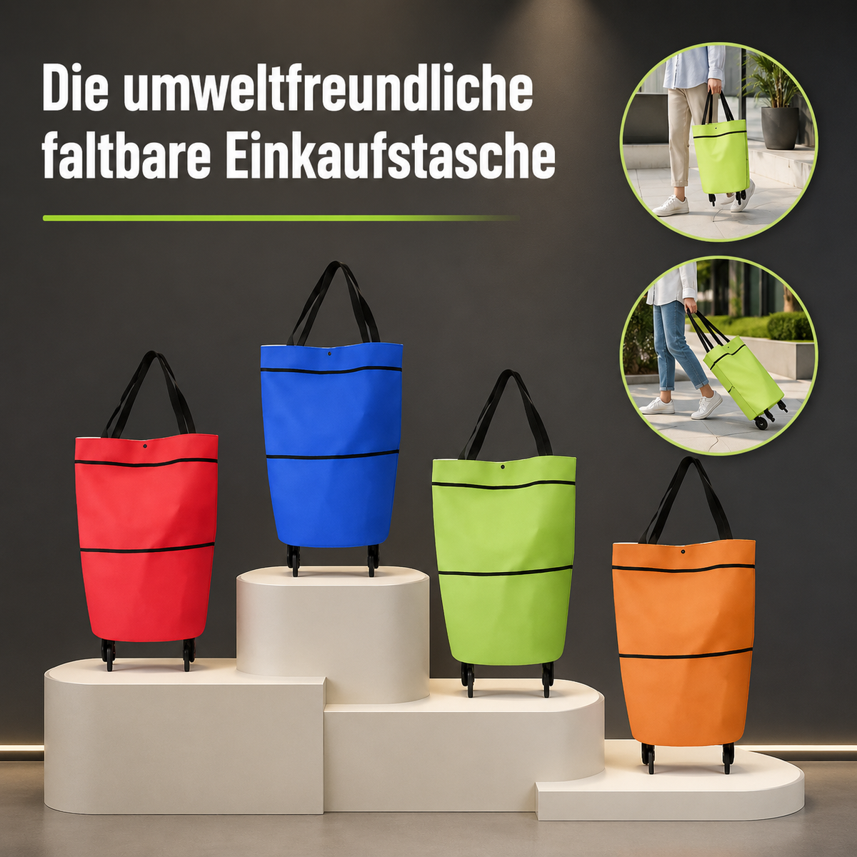 ✨ Collapsible Rolling Shopping Bag, Portable Foldable Wheeled Grocery Tote Bag Reusable Handbag For Supermarket Market Travel🌱✨