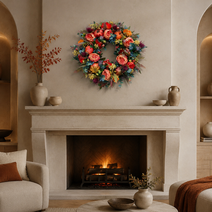 💖 Handmade Fall Peony And Pumpkin Wreath - Year Round Wreath