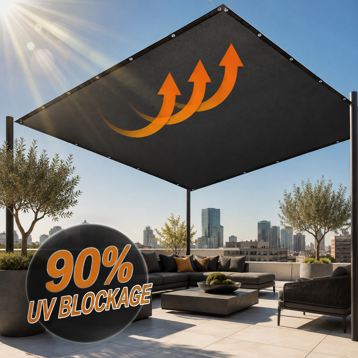 🎁Heavy‑Duty Sunblock Shade Cloth, Breathable Outdoor Shade Fabric for Patio, Garden, Backyard, Create Cool Comfortable Shaded Space