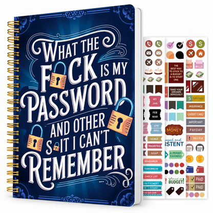 📒🔐 Funny Password Keeper Notebook – Spiral-Bound Password Organizer with Hilarious Security Quotes | Easy Password Tracking ✍️