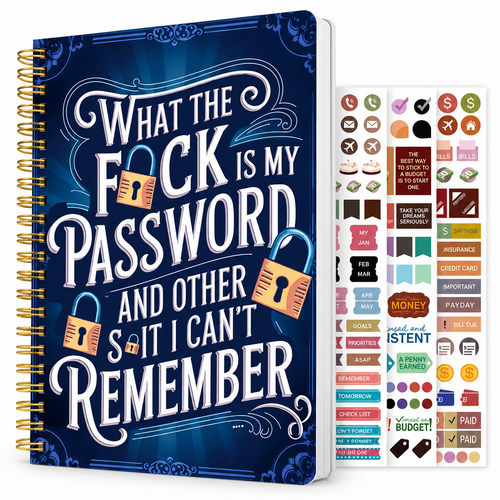 📒🔐 Funny Password Keeper Notebook – Spiral-Bound Password Organizer with Hilarious Security Quotes | Easy Password Tracking ✍️