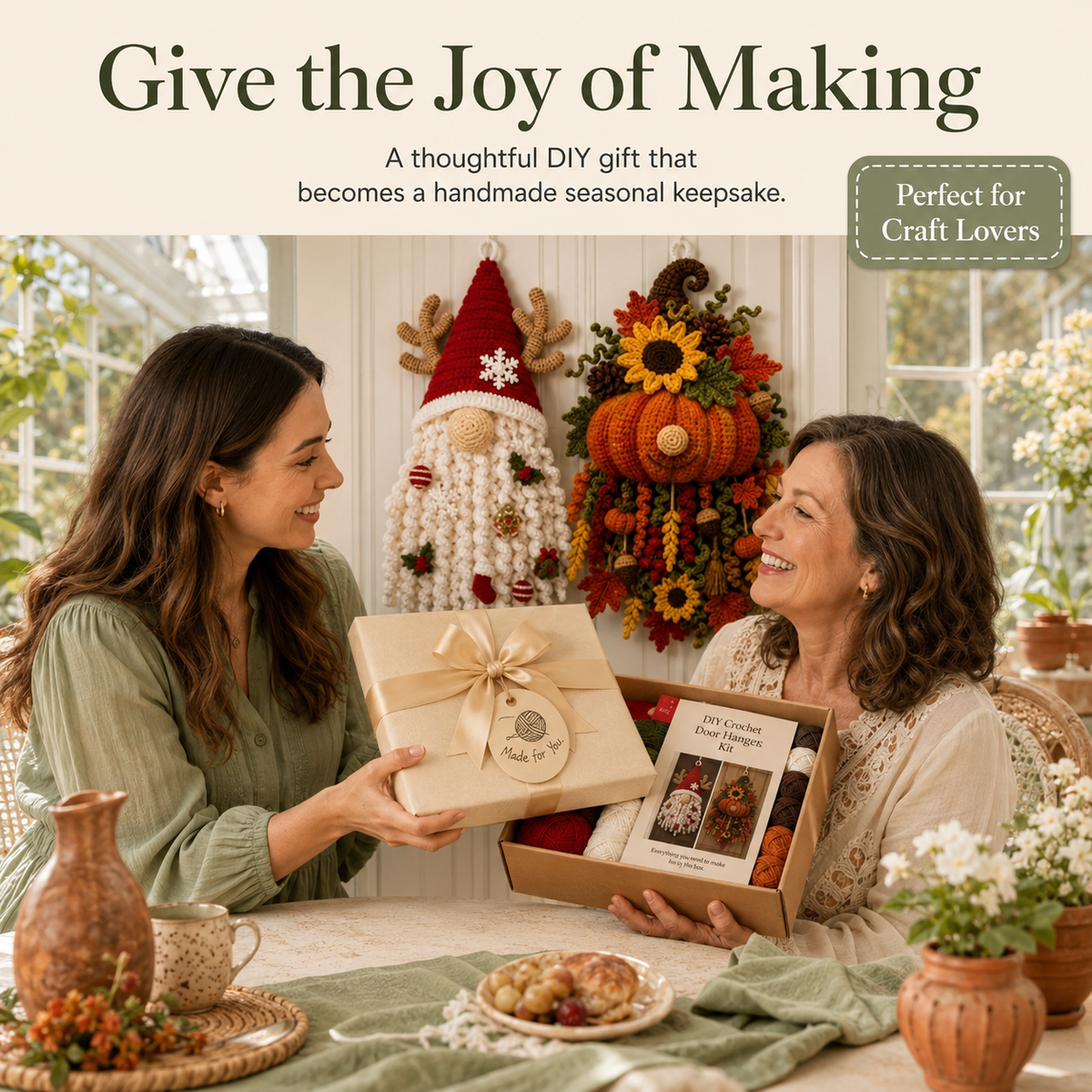 🧶 DIY Seasonal 3D Crochet Door Hanger Kit Collection | Coordinated Yarn, Filling, Accessories & Step-by-Step Instructions Included 💕