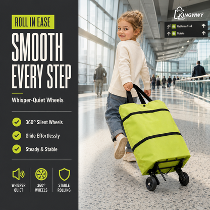 ✨ Collapsible Rolling Shopping Bag, Portable Foldable Wheeled Grocery Tote Bag Reusable Handbag For Supermarket Market Travel🌱✨