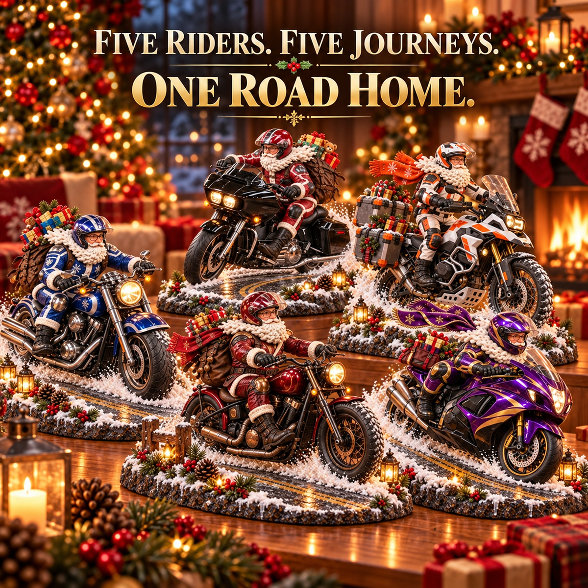 🏍️🎅 Santa’s Christmas Ride – Vintage Motorcycle Keepsake Collection