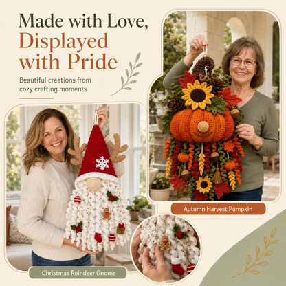 🧶 DIY Seasonal 3D Crochet Door Hanger Kit Collection | Coordinated Yarn, Filling, Accessories & Step-by-Step Instructions Included 💕