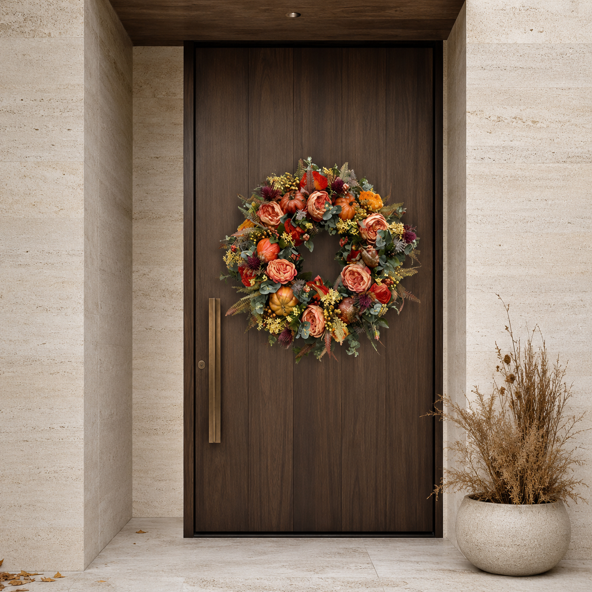 💖 Handmade Fall Peony And Pumpkin Wreath - Year Round Wreath