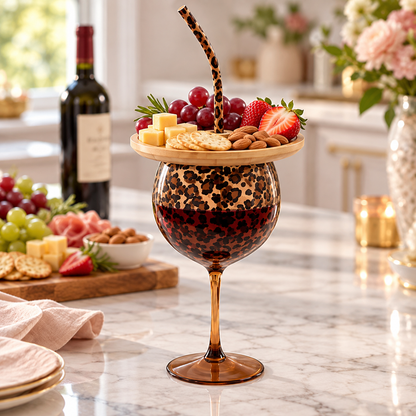 🐆🍷 Leopard Print Wine & Charcuterie Serving Set