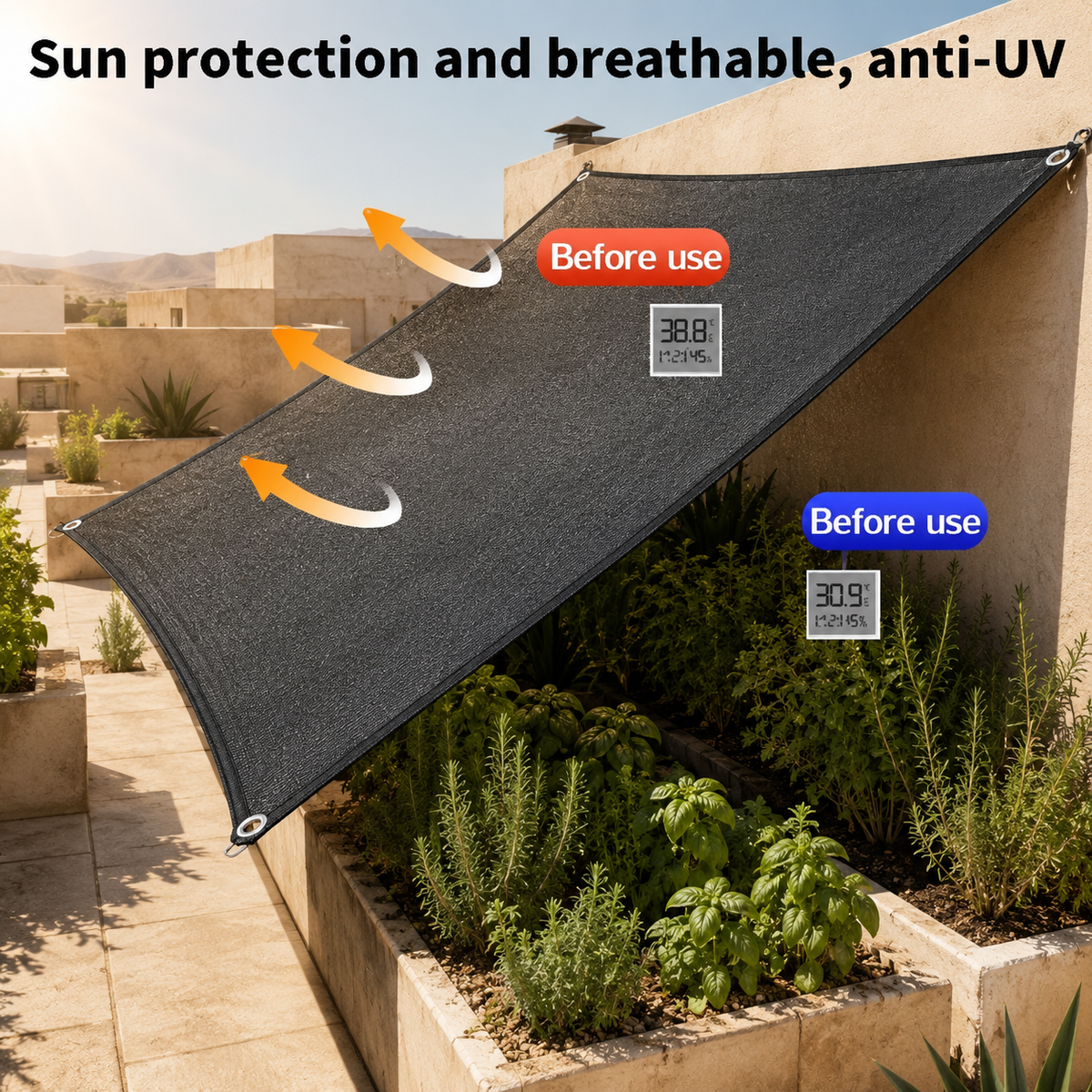 🎁Heavy‑Duty Sunblock Shade Cloth, Breathable Outdoor Shade Fabric for Patio, Garden, Backyard, Create Cool Comfortable Shaded Space