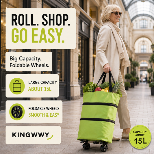 ✨ Collapsible Rolling Shopping Bag, Portable Foldable Wheeled Grocery Tote Bag Reusable Handbag For Supermarket Market Travel🌱✨