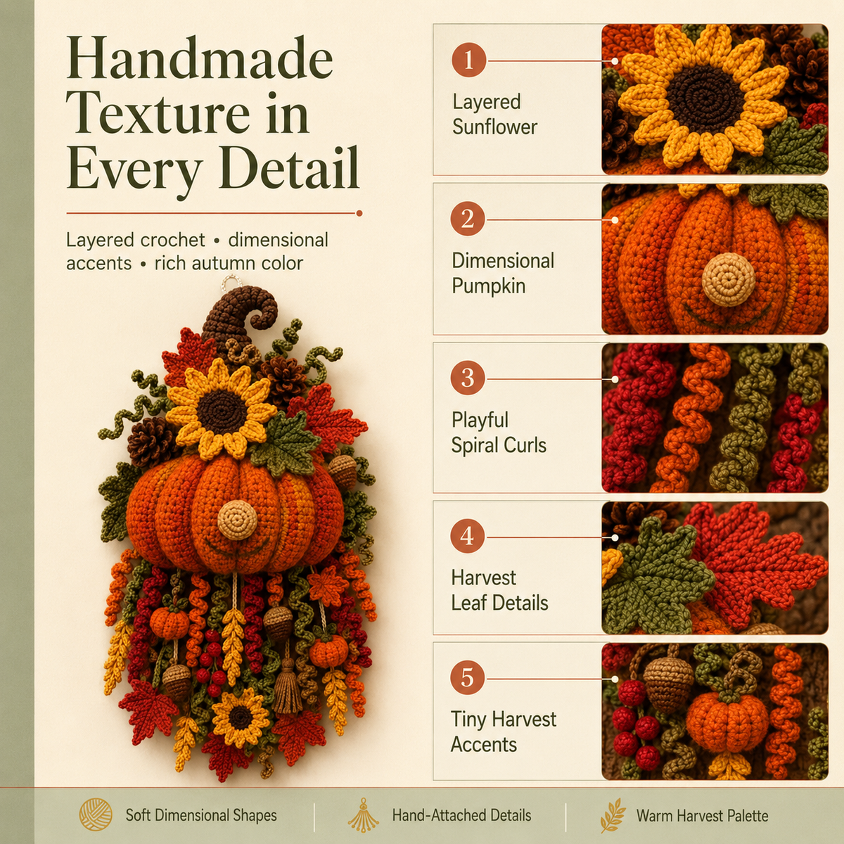 🧶 DIY Seasonal 3D Crochet Door Hanger Kit Collection | Coordinated Yarn, Filling, Accessories & Step-by-Step Instructions Included 💕