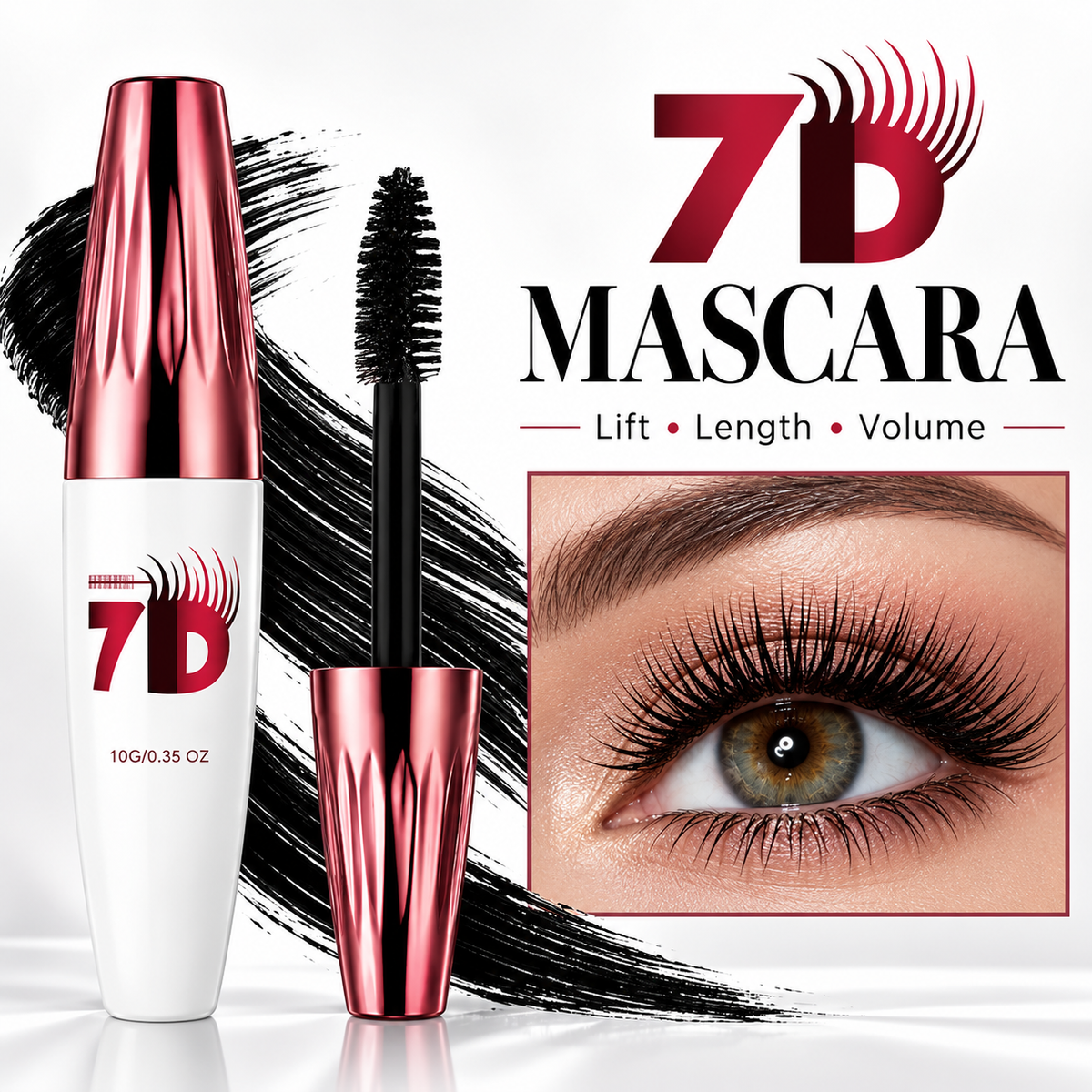 ✨ 7D Smudge-Proof Curling & Lengthening Mascara – Lift, Length & Volume
