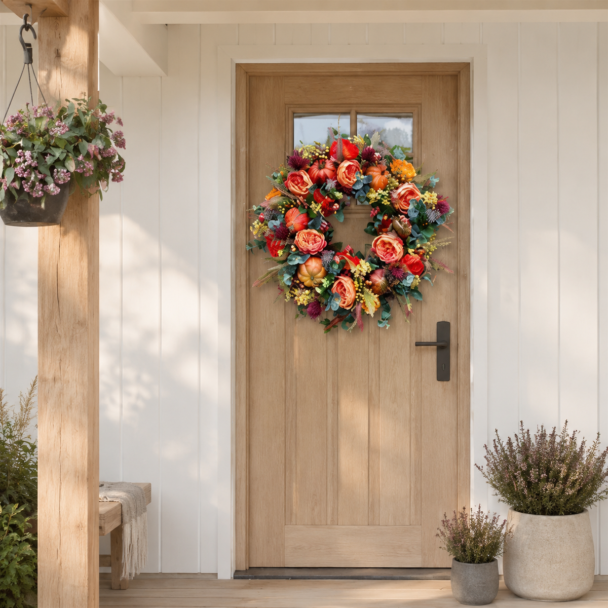 💖 Handmade Fall Peony And Pumpkin Wreath - Year Round Wreath