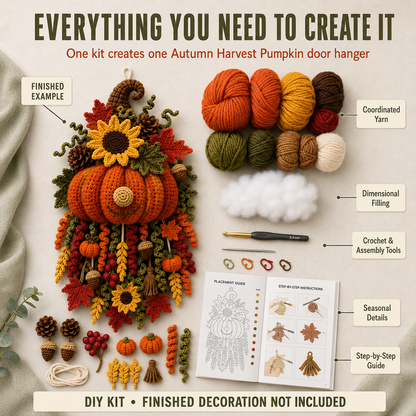 🧶 DIY Seasonal 3D Crochet Door Hanger Kit Collection | Coordinated Yarn, Filling, Accessories & Step-by-Step Instructions Included 💕