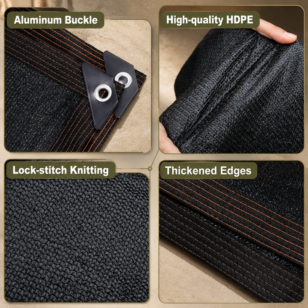 🎁Heavy‑Duty Sunblock Shade Cloth, Breathable Outdoor Shade Fabric for Patio, Garden, Backyard, Create Cool Comfortable Shaded Space