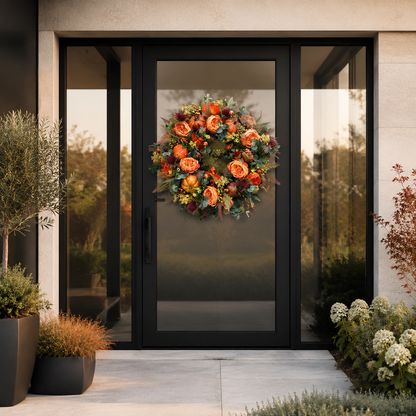💖 Handmade Fall Peony And Pumpkin Wreath - Year Round Wreath