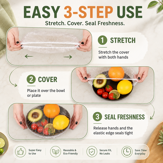 💥Disposable Elastic Stretch Food Covers 100PCS | Quick Food Storage for Bowls & Plates