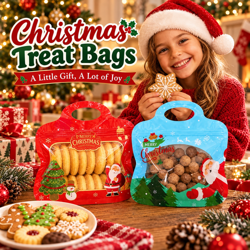 🎄 Christmas Self-Seal Treat Bags – Santa & Snowman Gift Bags for Cookies, Candy & Small Gifts