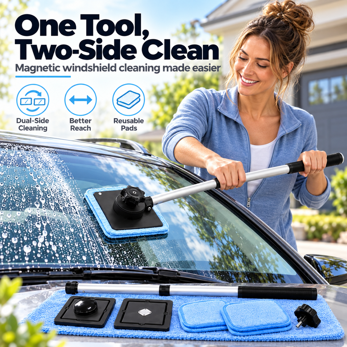 🚗✨ Dual-Sided Magnetic Windshield Cleaner – Effortless Streak-Free Glass Cleaning