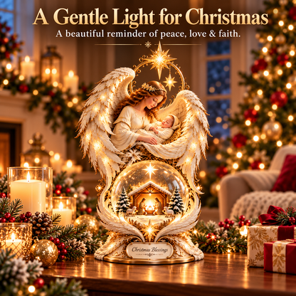 ✨🎄 Light-Up Christmas Angel & Nativity Centerpiece – Beautiful Holiday Table Decoration