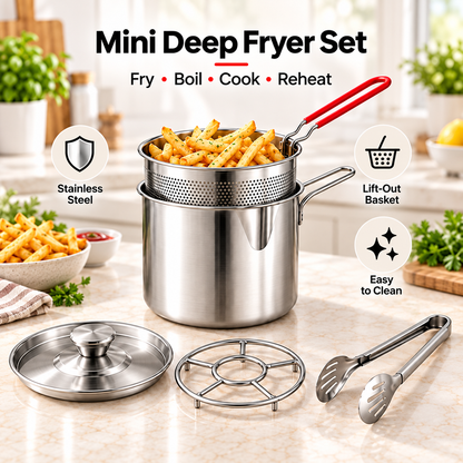 🔥 Mini Deep Fryer Set – Make Crispy Fries & Snacks at Home in Minutes 🍟