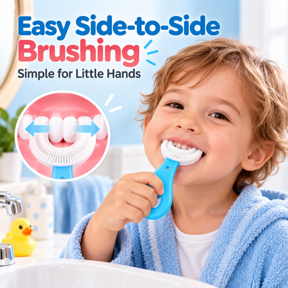 🦷 Kids 360° U-Shaped Toothbrush – Soft Silicone for Easy & Gentle Brushing ✨